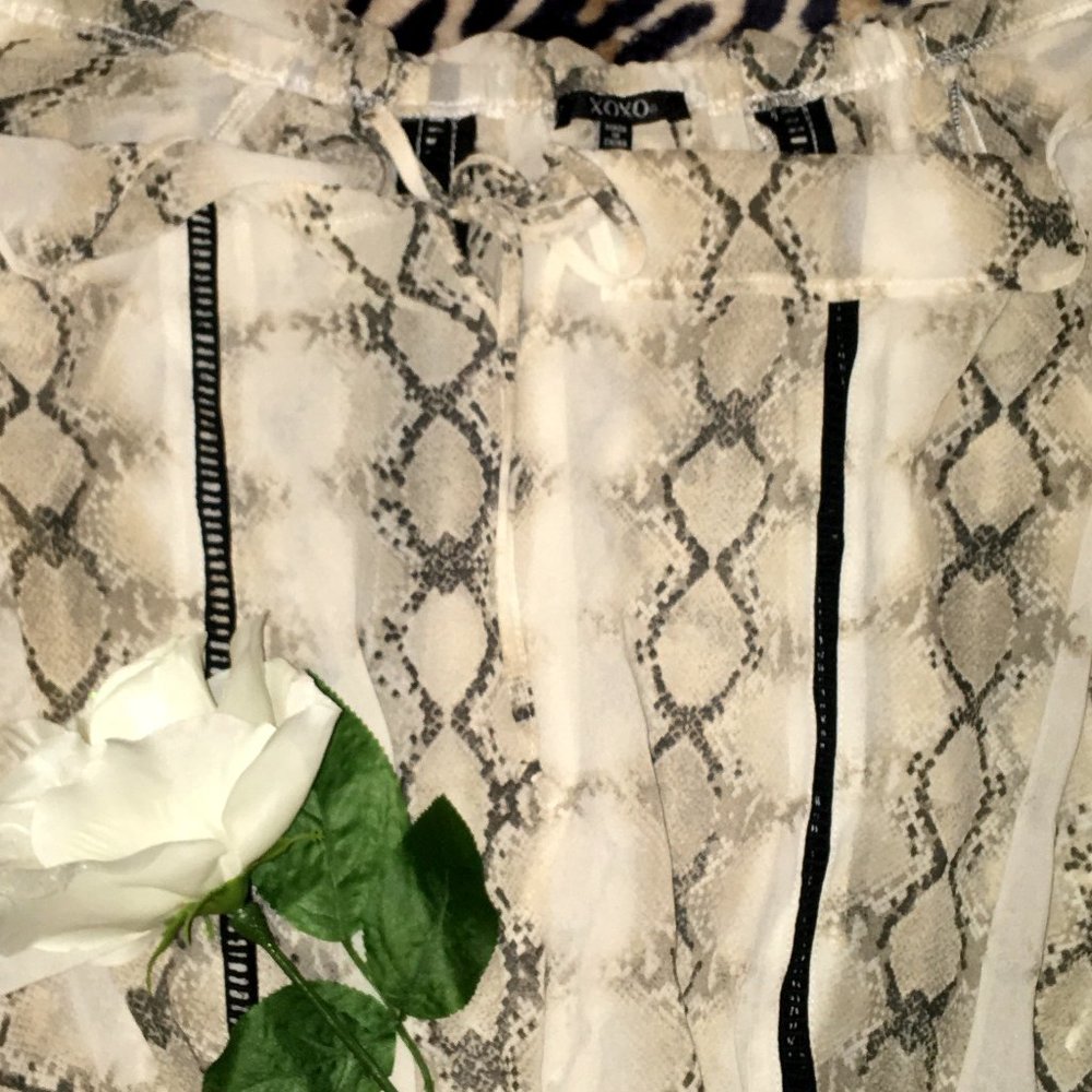 XOXO Sheer Python Print Top